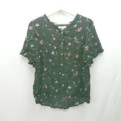 ◇ niko and … ニコアンド 花柄 ラウンドネック 薄手 半袖 シャツ サイズ3 ブラック レディース E  【1308160035252】