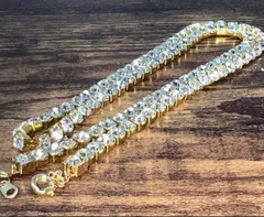在庫一掃セール 高品質CZダイヤ テニス ネックレス bling-bling ブリンブリン HIPHOP ラッパー ゴールド 送料込