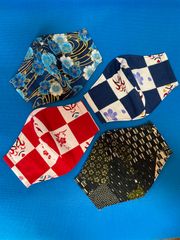 キッズ和柄立体布マスク4枚セット　クレンゼ加工(抗菌・抗ウイルス)    ゴム付き