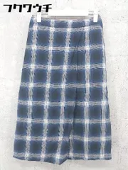 ◇ A day in the life UNITED ARROWS チェック 膝下丈 タイト スカート サイズ36 ネイビー レディース 【中古】 【1002802414961】