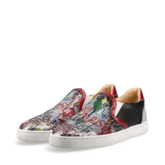 Christian Louboutin クリスチャンルブタン SAILOR BOAT DEGRA ペイントデザイン スパンコール × グリッター × レザー スリッポン メンズ 40 1/2 マルチカラー MADE IN EU