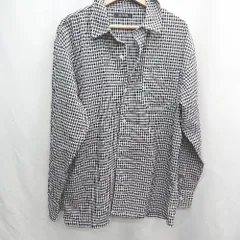 ◇ Θ nano universe ナノユニバース チェック柄 長袖 チェック柄シャツ サイズL ブラック ホワイト系 レディース メンズ E  【1505130006056】