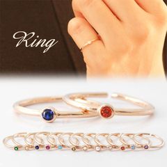 ピンキーリング 指輪 レディース 誕生石 カラーストーン 小さい 一粒 リング サイズ調整可能 18金 18k コーティング ピンクゴールド K18GP 誕生日 記念日 シンプル 小指