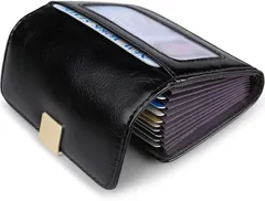 [JEEBURYEE] カードケース レディース メンズ 財布 クレジットカードケース カード入れ 名刺入れ 小さい 本革 RFID スキミング防止 じゃばら 大容量 ブラック （専用化粧箱付き）