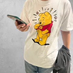 USA製 disney Pooh プーさん tシャツ 穴あり 顔ドン キャラtやまびこ