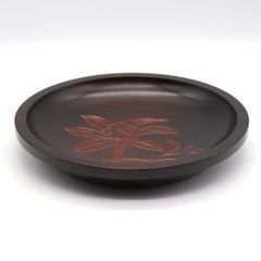 鎌倉彫 菓子皿 竹と葉の彫刻 直径約21cm - メルカリ