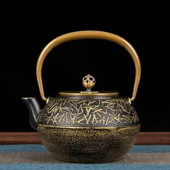 【新品 未使用】鉄器 鉄瓶 1.2L 急須 おしゃれ IH 対応 伝統工芸品 白湯がオススメ 茶愛好家のための良いパートナー キッチン用品 食器 日用品 雑貨鉄器 茶漉付け