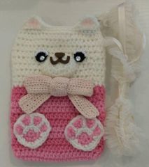 ハンドメイド　白猫　スマホケース