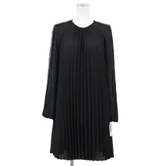 【未使用】RED VALENTINO レッドヴァレンティノ ワンピース レース プリーツ シフォン コンビネーション ロングスリーブ 長袖 ドレス レディース サイズ 38 ブラック 黒 ハンガリー製 UR3VAR5049G