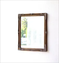 鏡 壁掛けミラー アンティークゴールド レトロ ウォールミラー おしゃれ アンティーク風 洋風 リビング 玄関 クラシックなウォールミラーGD