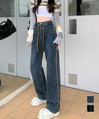 デニムパンツ 長ズボンハイウエスト美脚