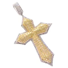 ペンダントトップ メンズ K18 18金 喜平用 メンズペンダントトップ ダイヤモンド 2.5カラット クロス 十字架 ペンダントヘッド ネックレスヘッド イエローゴールド ホワイトゴールド コンビ 鑑別書付き【アクセサリーマート/メルカリShops店】
