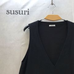 susuri ススリ ウールワンピース サイズM ブラック Vネック ノースリーブ レディース