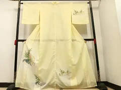 未着用　付け下げ　夏用　絽　短冊　鷺　鶴　金彩　パープル系　着物　052w d 粋古典 カーキ/ブラウン 鶴柄/牡丹柄 シック かっこいい 大人っ