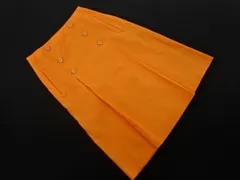 新品 J.PRESS ジェイプレス リネン混 フロントボタン Aライン 台形 スカート size9/オレンジ ■◆ レディース