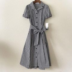 ローレンラルフローレン 千鳥柄 金ボタン ベルト ワンピース M - メルカリ