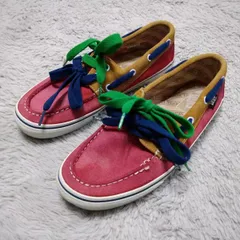 バンズ　VANS　デッキシューズ　27.0cm　革　赤色　茶色　靴紐ネイビー・緑