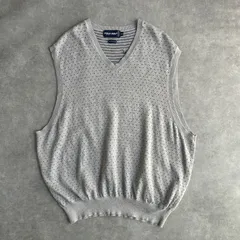 90s/POLO GOLF/ポロゴルフ/ニットベスト/バーズアイ/総柄/プルオーバー/グランパコア/Vネック/グレー/XL/jmaple