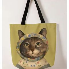 猫 トートバッグ スカーフ 花