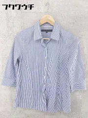 ◇ green label relaxing グリーンレーベル UNITED ARROWS ストライプ 長袖 シャツ サイズ38 ホワイト ネイビー レディース  【1002800478941】