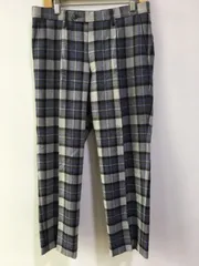 ①Black&White SPORT チェック スラックス パンツ 5190GF ブルー/W82