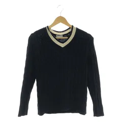 madameH CLOSET / マダムエイチクローゼット | Vネック ケーブルニット | L | ネイビー/ベージュ | レディース madameH CLOSET / マダムエイチクローゼット | Vネック ケーブル