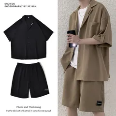 即購入OK メンズ 上下セット 半袖シャツ ハーフ丈 ショートパンツ ハーフパンツ カジュアル トップス おしゃれ ボトムス メン
