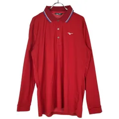 古着 メンズ2XL MIZUNO/ミズノ ゴルフウェア ポロシャツ 長袖 スポーツウェア ワインレッド/ホワイト 52JA8054 gl00201