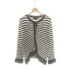 ザラ ZARA フリル ストライプ ニット カーディガン ボーダー L 白 ホワイト 紺 ネイビー /AT ■OS