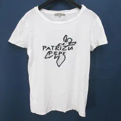 パトリツィアペペ PATRIZIA PEPE 半袖 Tシャツ カットソー 1 白系 ホワイト ロゴチャーム 文字 プリント ラインストーン 綿 コットンのサムネイル