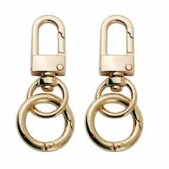 新品 キーホルダー 金具 ナスカン マルカン付き 2個入り キーリング 回転フック 丸カン付き キーホルダーパーツ ハンドメイド アクセサリーパーツ 手作り 手芸用品 素材 スプリング (ゴールド)