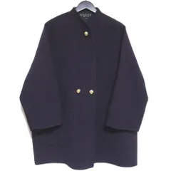 GUCCI ノーカラージャケット 44 本革 青 公式 ストアファッション - GUCCI ノーカラージャケット 44 本革 青