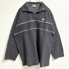 90s adidas アディダス　長袖ハーフジップニット　セーター　ワンポイントロゴ刺繍　ヴィンテージ　XLサイズ古着　【お値引き承ります！】のサムネイル