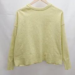 ◇ earth music&ecology クルーネック　ケーブル　シンプル　ボタン 長袖 カーディガン サイズF イエロー系 レディース E  【1303270007755】