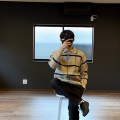 【ラスト1点】チェック柄セーター　メンズ　韓国ファッション　カジュアル　プルオーバー　XLサイズ