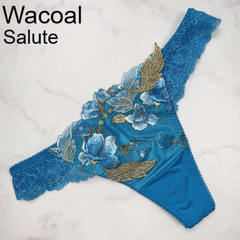 【新品タグ付き】Wacoal　ワコール　Salute　サルート　ショーツ　M　ランジェリー　下着ㅤBU　ブルー　花　刺繍ㅤ華やか　レース　スワロフスキー　クリスタル　プレゼント　ギフト