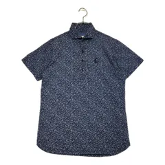 中古 メンズ キャロウェイ Callaway 半袖ポロシャツ M 紺 ネイビー 小花柄 総柄