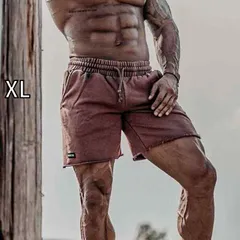 [XL]メンズ ファッション 服 男性用 オシャレ シンプル 大人 かっこいい 大きいサイズ ストリート 紳士服 レトロ ロー エッジ スポーツ ズボン ランニング カジュアル 通気性 スリーハーフ パンツ ストレッチ トレーニング フィットネス パンツ 綿