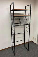伸縮ランドリーラック 洗濯機用ラック 収納 カゴ付 ランドリーチェスト　(担当　水谷)