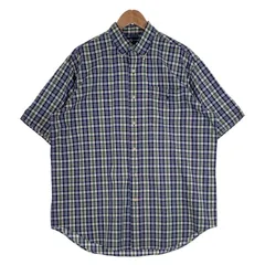 Ralph Lauren ラルフローレン BLAIRE ボタンダウン 半袖チェックシャツ ブルー Size M
