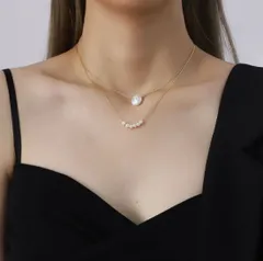 パールネックレス 2本セット　サージカルステンレス　金属アレルギー対応