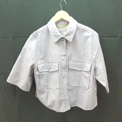 ◇ Bershka　ベルシュカ 胸ポケット ショート丈 半袖 レザージャケット サイズL パープル レディース E  【1303020007752】