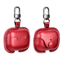 YAODLE AirPods Pro ケース 第2世代 (2023/2022) エアーポッズプロ ケース 本革 イタリアンレザー エアーポッズプロ用 カバー 高級 本革 PU革 全面保護 耐衝撃 ワイヤレス充電対応 前面LEDランプが見(レッド)