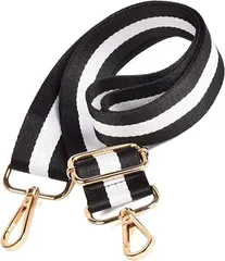 Lelotte 母の日 ショルダーストラップ 太め バッグ用 調節可能 交換用 付け替え ストライプブラックxホワイト( ストライプブラックxホワイト)