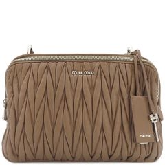 ミュウミュウ MIU MIU 2WAYバッグ マテラッセ チェーンショルダー レザー CANNELLA シルバー金具 茶 ショルダー 肩掛け  5BH032【中古】