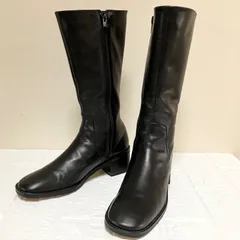 MARGARET HOWELL マーガレットハウエル 【美品】本革 レザーミドルブーツ ブラック サイドジップ  日本製 22cm ヒール4.5cm スクエアトゥ 太ヒール  ショートブーツ