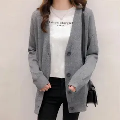☆ グレー ☆ カーディガン Vネック シンプル カーディガン レディース 秋冬 ニットカーディガン 羽織り アウター カーデガン 前開き 長袖 Vネック ゆったり リブ袖 リブ裾 ボタン 防寒 あったか 無地 シンプル 通勤 通学 オフィス カジュアル