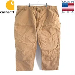 00s USA製 carhartt B01 ダック ダブルニー ペインターパンツ 実寸W50 L26 フェード ブラウン 茶系 カーハート アメリカ製 D150-25-0014ZV