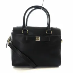 ケイトスペード KATE SPADE ハンドバッグ ショルダー 2WAY 牛革 レザー リボン 内側総柄 ロゴ 黒 ブラック /XZ ■GY18