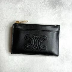 【現行/未使用近】 CELINE セリーヌ / キュイルトリオンフカードホルダー フラグメントケース シャイニーカーフスキン ブラック 10K583EMH